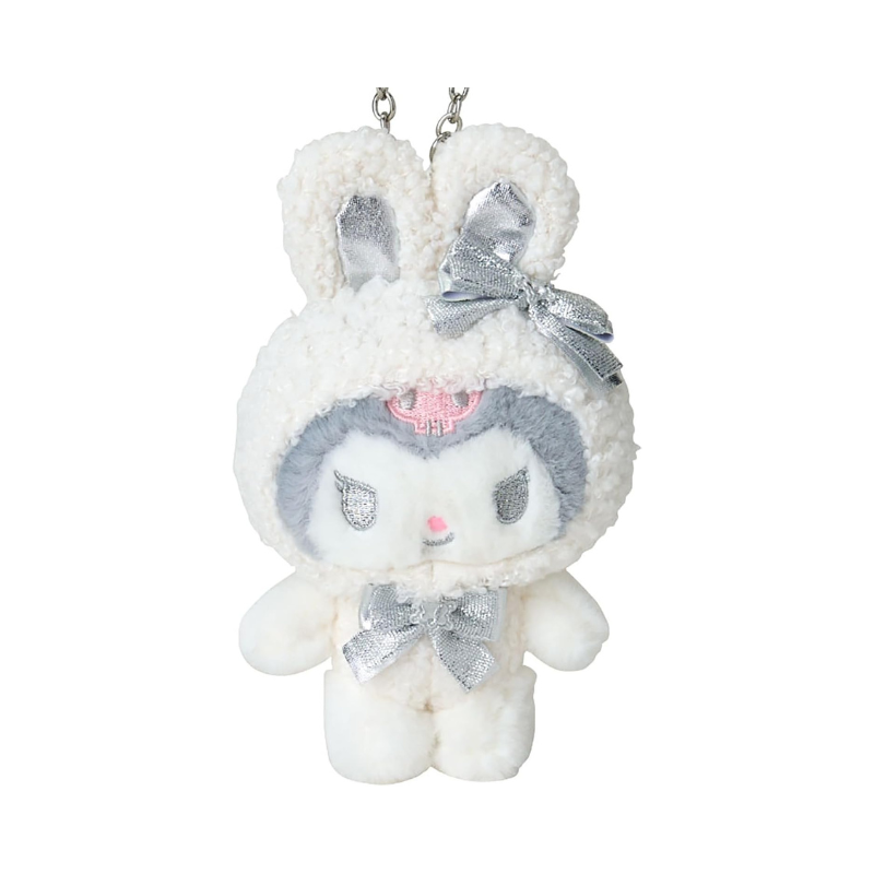 sanrio-kuromi-fluffy-snow-rabbit-mascot-holder-keychain