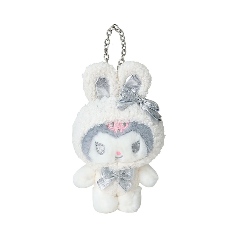 sanrio-kuromi-fluffy-snow-rabbit-mascot-holder-keychain