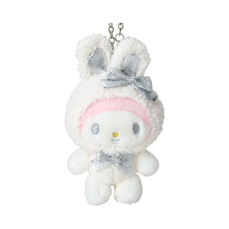 sanrio-my-melody-fluffy-snow-rabbit-mascot-holder-keychain