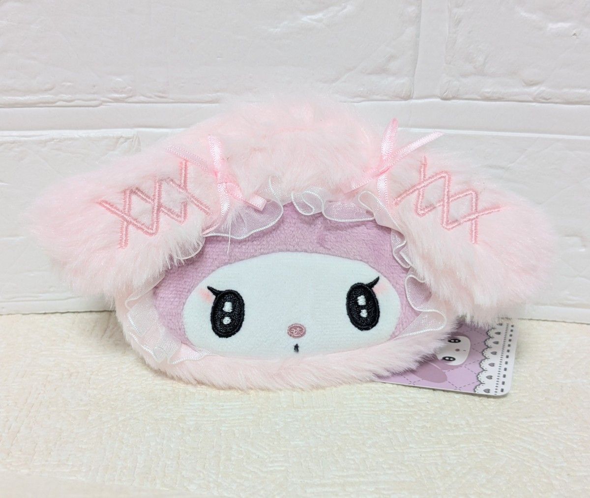 sanrio-my-melody-pink-fluffy-mini-face-pouch