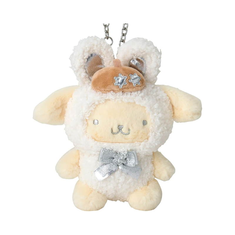 sanrio-pompompurin-fluffy-snow-rabbit-mascot-holder-keychain