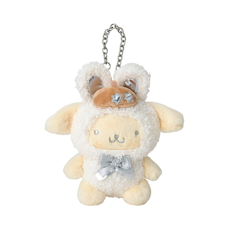 sanrio-pompompurin-fluffy-snow-rabbit-mascot-holder-keychain
