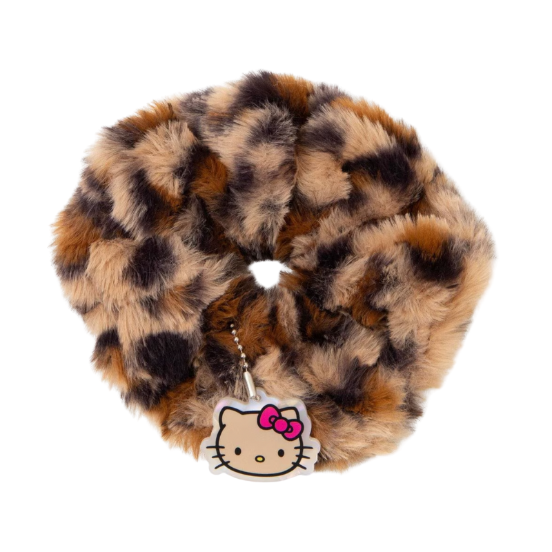 sanrio-x-wego-hello-kitty-leopard-print-furry-scrunchie-hair-tie