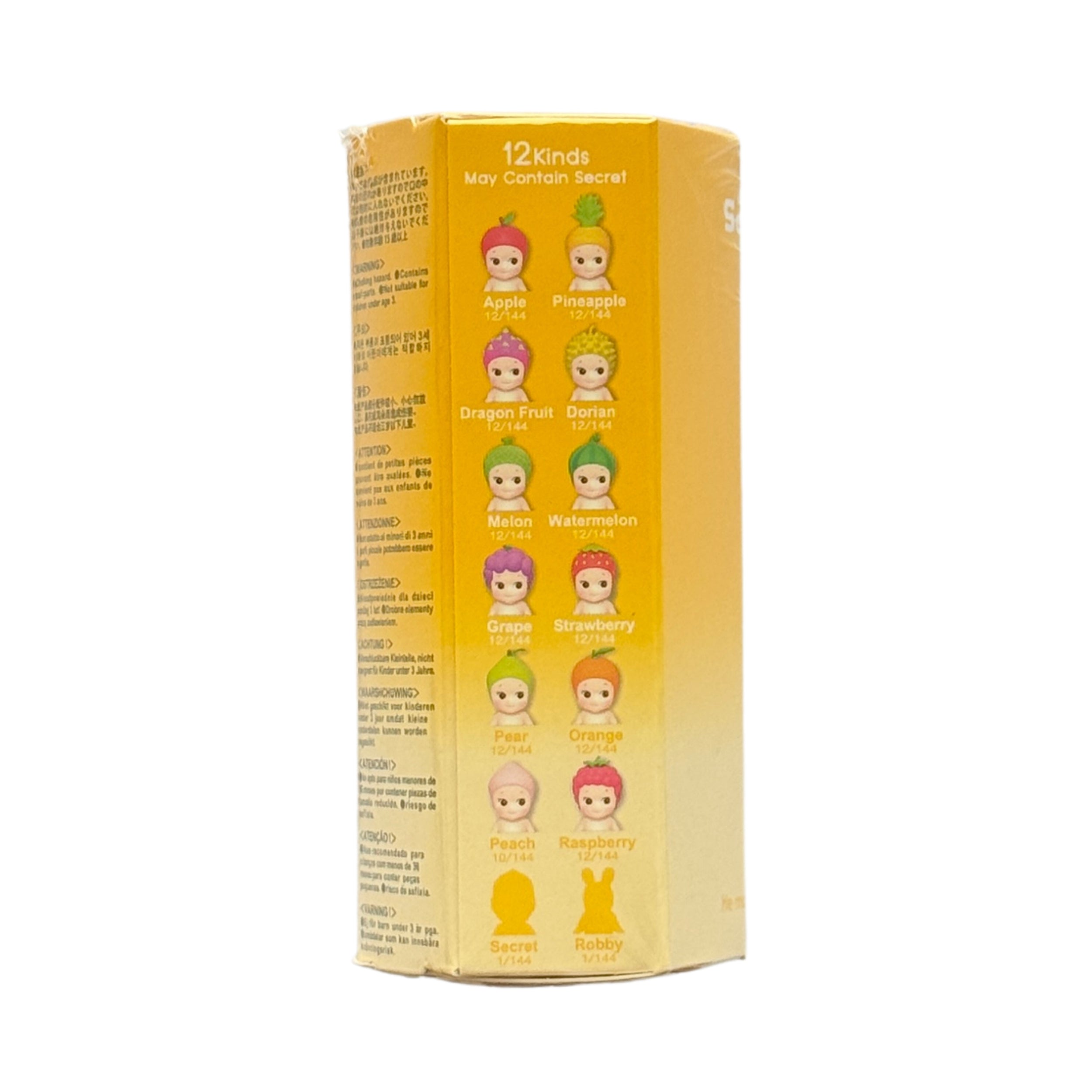 Sonny Angel Fruit Series blind box, back of packaging