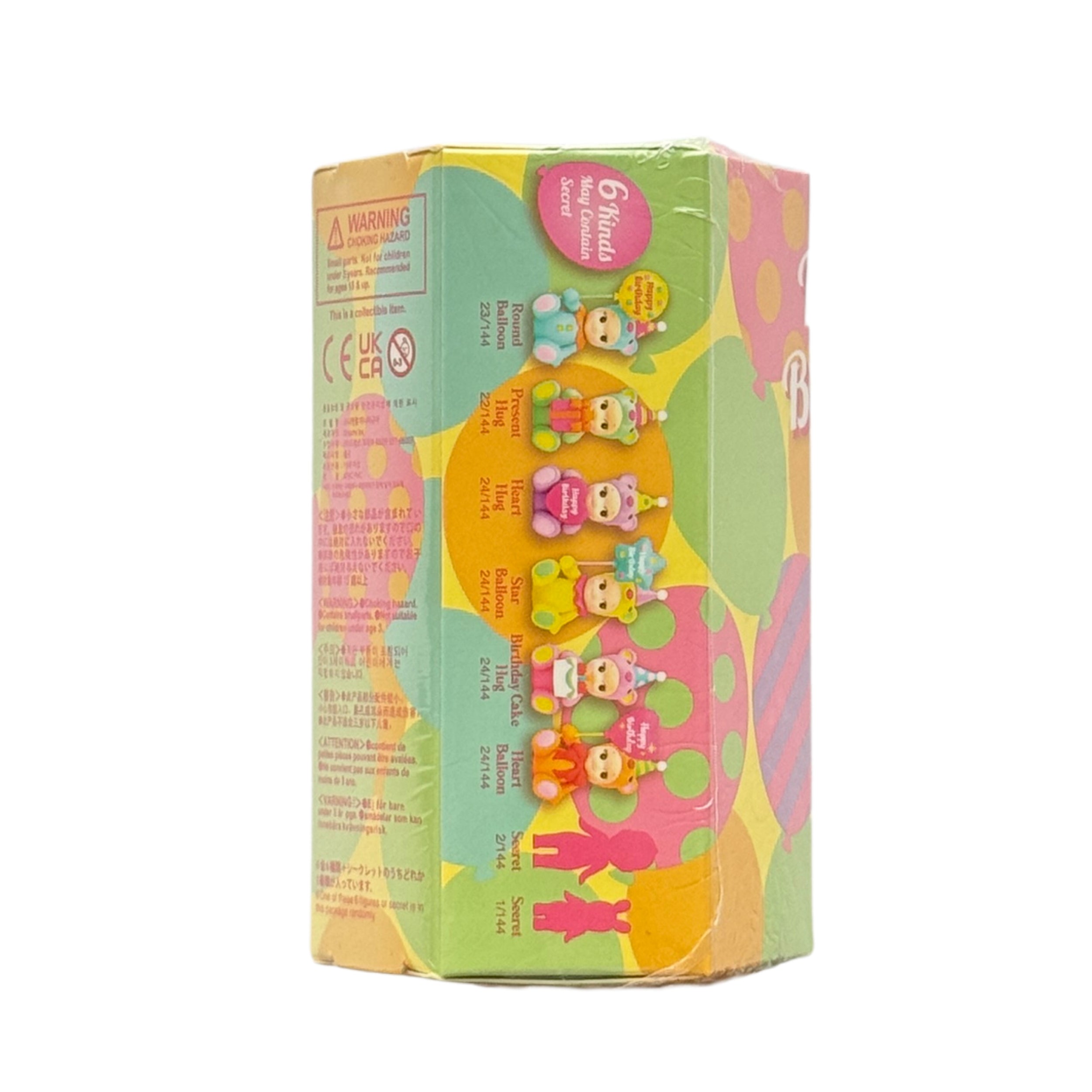 Sonny Angel Happy Birthday Bear Series blind box, back of packaging