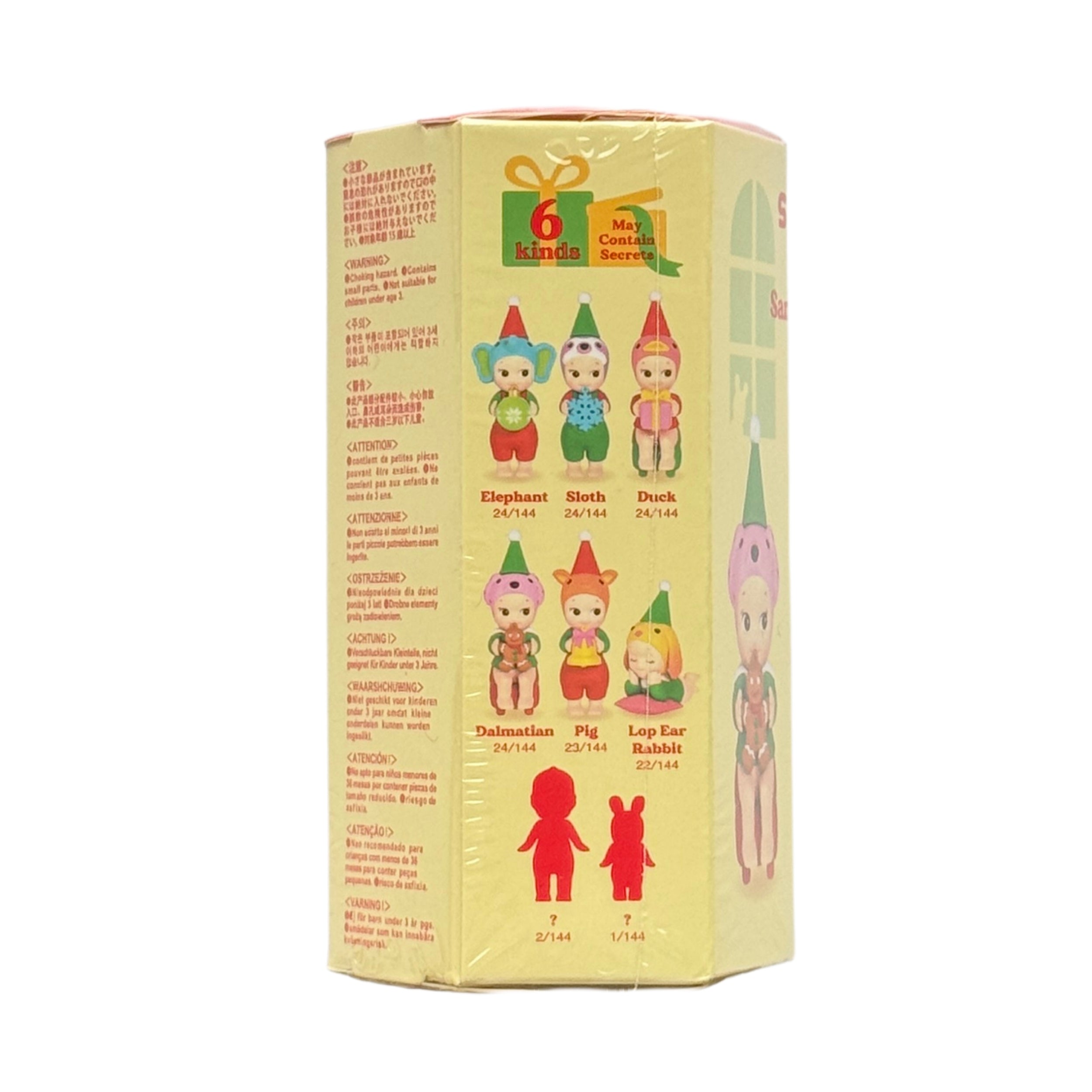 Sonny Angel Santa's Little Helper Series blind box, back of packaging