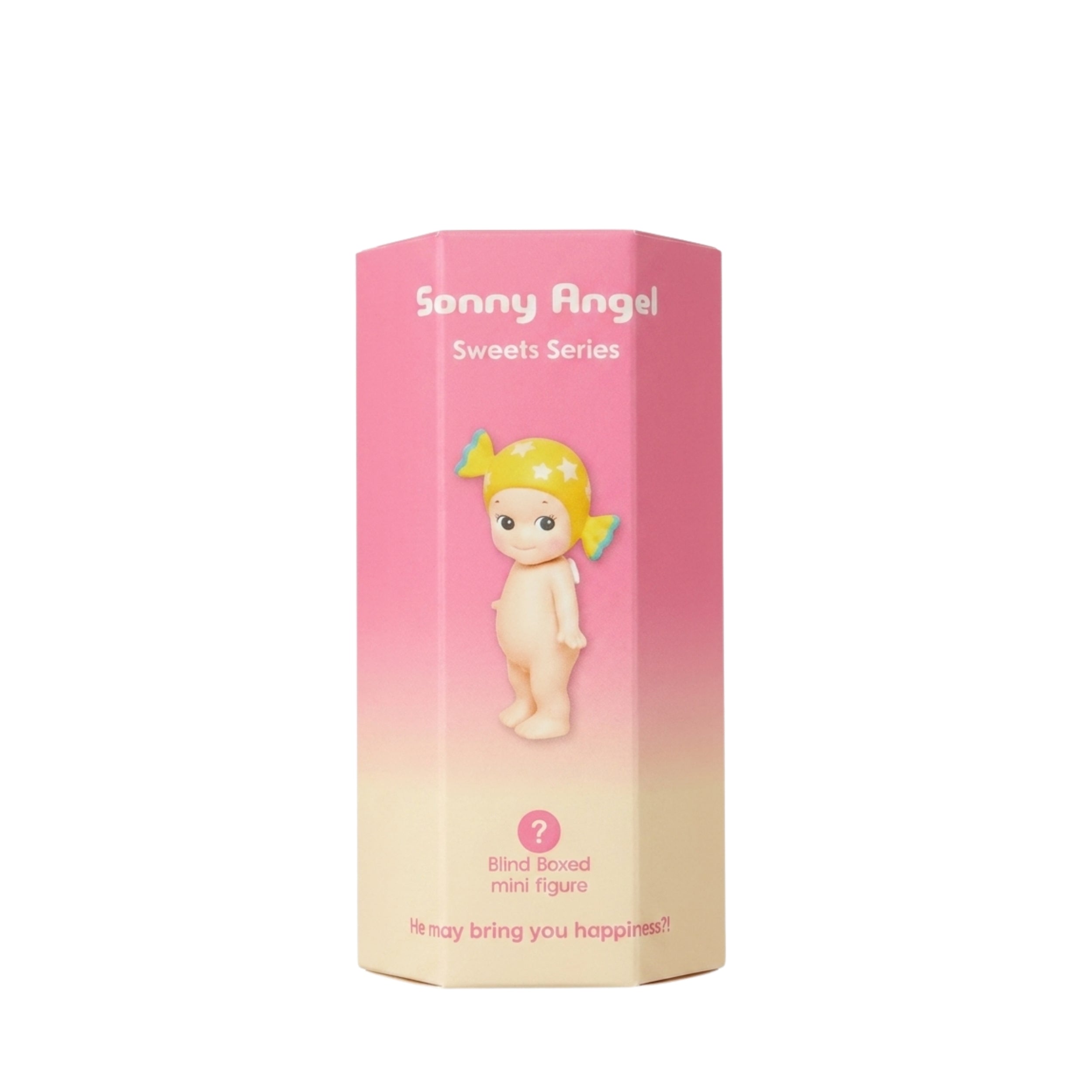 A pink and beige gradient box for 'Sonny Angel Sweets Series Blind Bowled Mini Figure' on a plain white background.