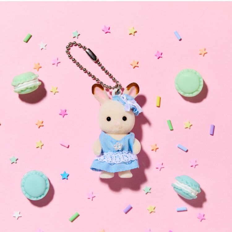 sylvanian-families-chocolate-rabbit-light-blue-dress-keychain