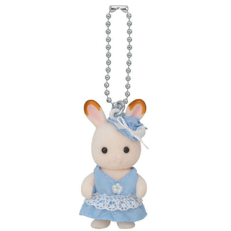 sylvanian-families-chocolate-rabbit-light-blue-dress-keychain