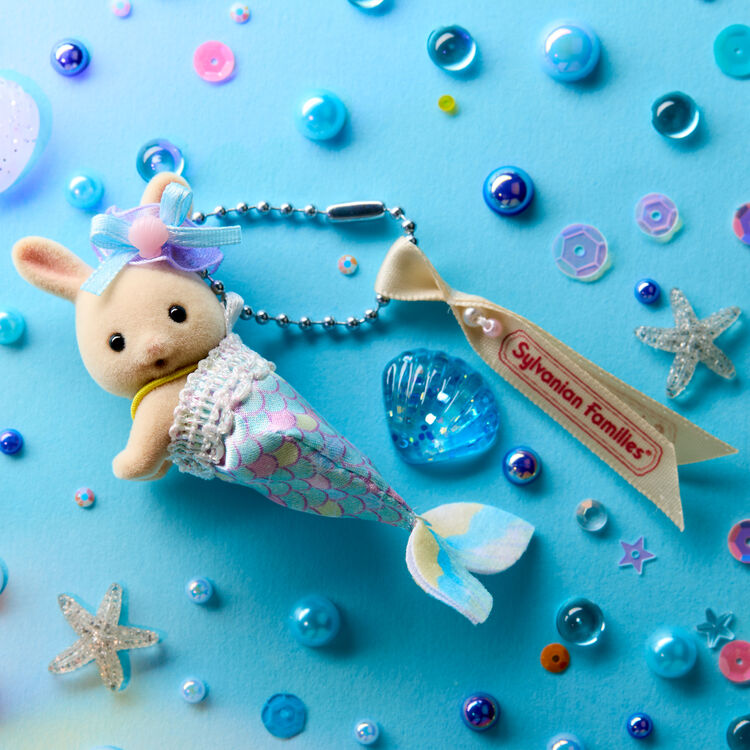sylvanian-families-milk-rabbit-baby-crawling-mermaid-keychain