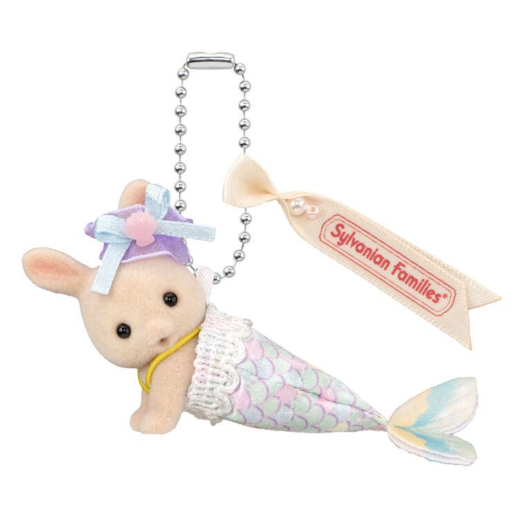 sylvanian-families-milk-rabbit-baby-crawling-mermaid-keychain