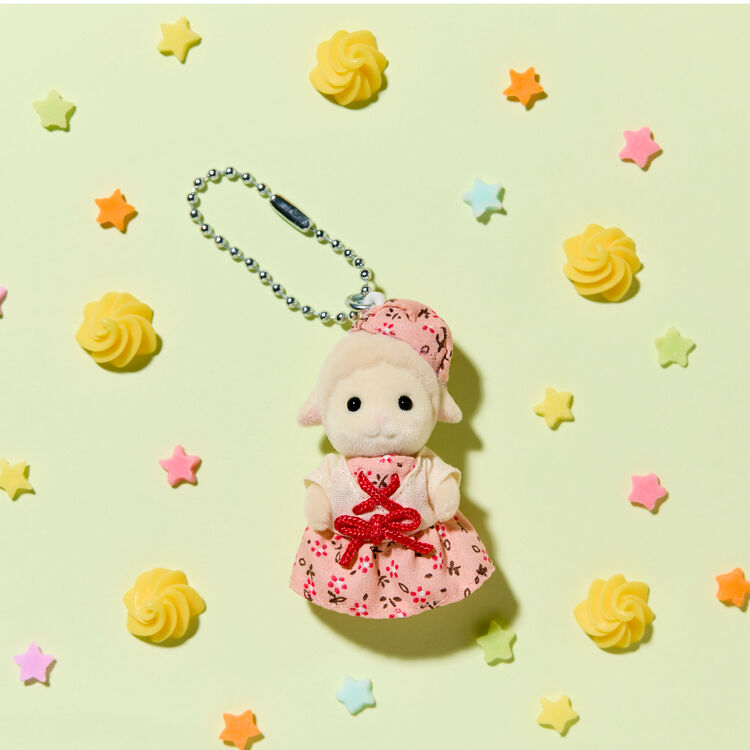 sylvanian-families-sheep-pink-dress-keychain