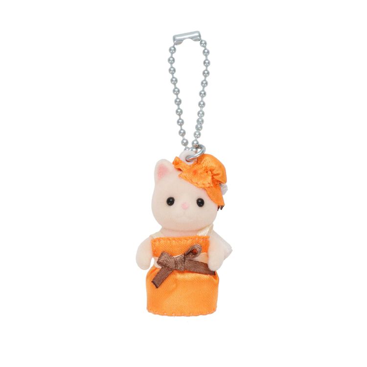 sylvanian-families-silk-cat-orange-dress-keychain